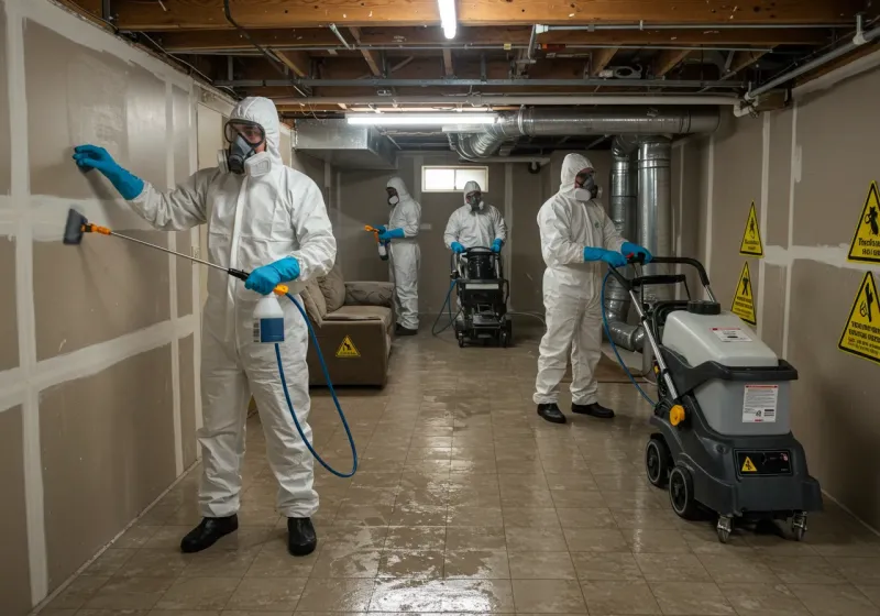 Basement Moisture Removal and Structural Drying process in Portland, IN